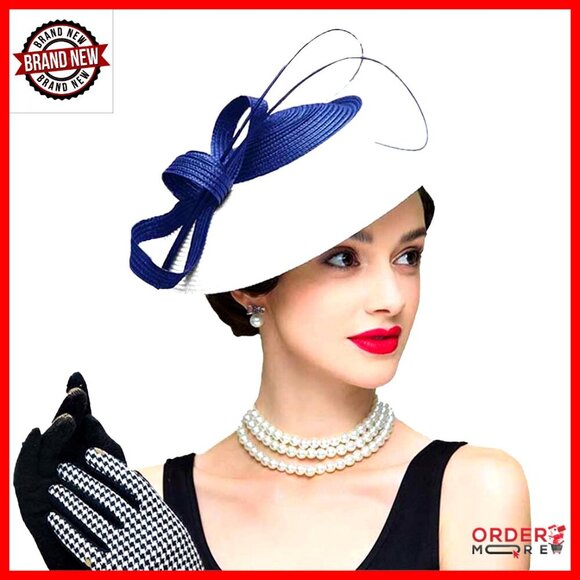 Straw Fedora Wide Brim Hat for Women Church Wedding Derby Occasions main image 4
